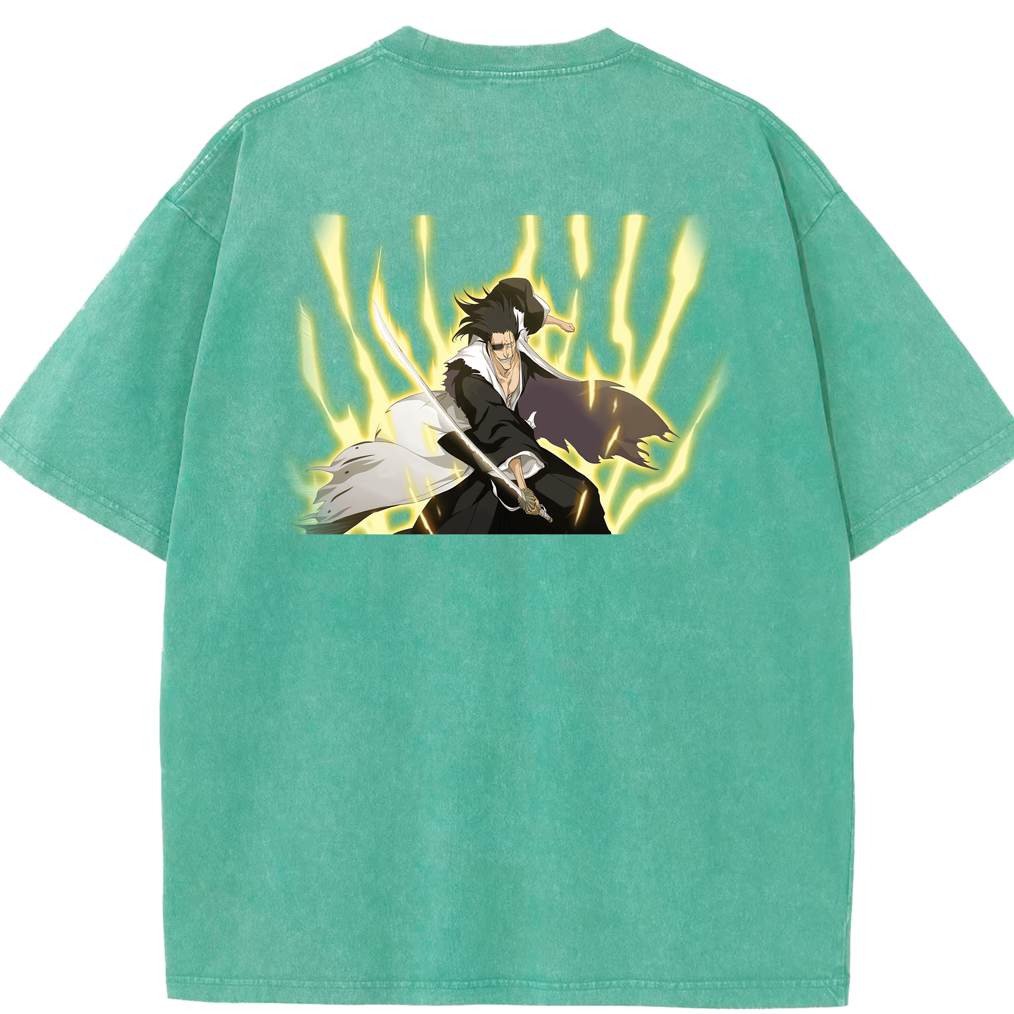 （画像用） ブリーチ ざらき けんぱち BLEACH Zaraki Kenpachi 綿100% ヴィンテージ風 半袖Tシャツ（背面プリント）